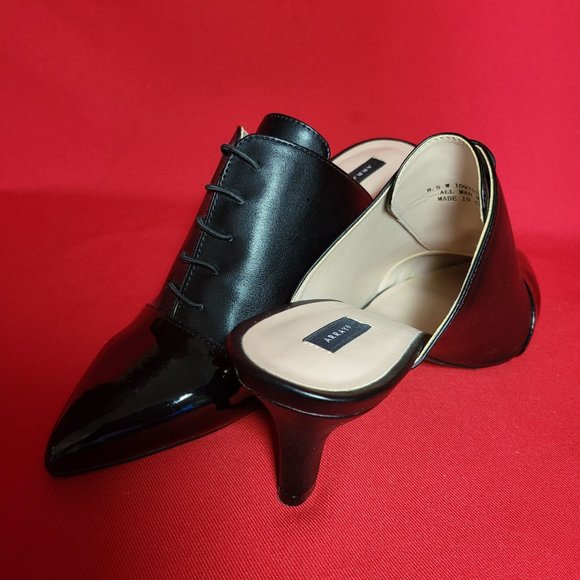 Array Jessie Womens Oxford Faux Leather Mules 8.5 W Black Synthetic - Picture 2 of 11